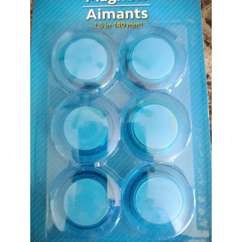 Very Strong Disc Magnets (6 Pack) for‎ Kitchen, Crafts, Utility Use BLUE
